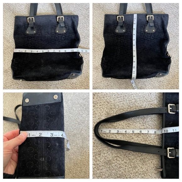 Vintage Celine black suede leather jacquard monogram tote bag - Picture 15 of 16